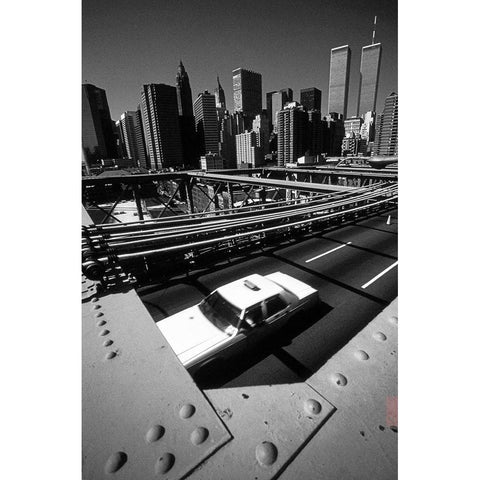 Brooklyn Bridge II White Modern Wood Framed Art Print by Matthes, Dieter