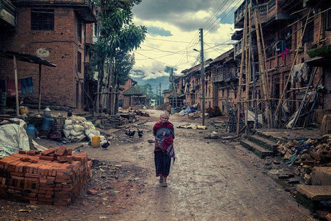 Alone White Modern Wood Framed Art Print with Double Matting by Al Farsi, Haitham