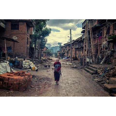 Alone Black Modern Wood Framed Art Print with Double Matting by Al Farsi, Haitham