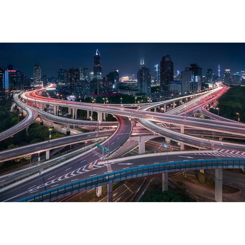 Nine Dragons White Modern Wood Framed Art Print by Vandewalle, Richard