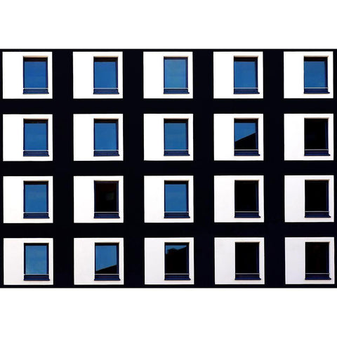 Black And Blue Black Modern Wood Framed Art Print with Double Matting by Hawerkamp, Hans-Wolfgang