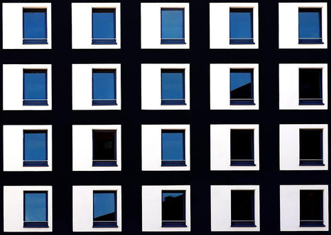 Black And Blue White Modern Wood Framed Art Print with Double Matting by Hawerkamp, Hans-Wolfgang