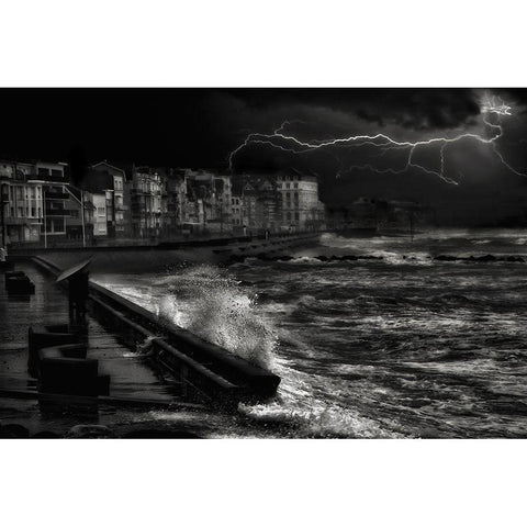 Dark Stormy Evening In Normandy Gold Ornate Wood Framed Art Print with Double Matting by Depaepe, Yvette