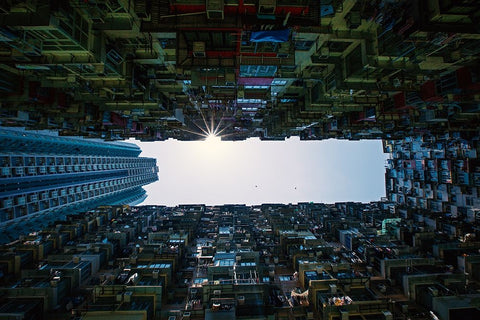 Yick Cheong Building Black Ornate Wood Framed Art Print with Double Matting by Her, Heung-mu