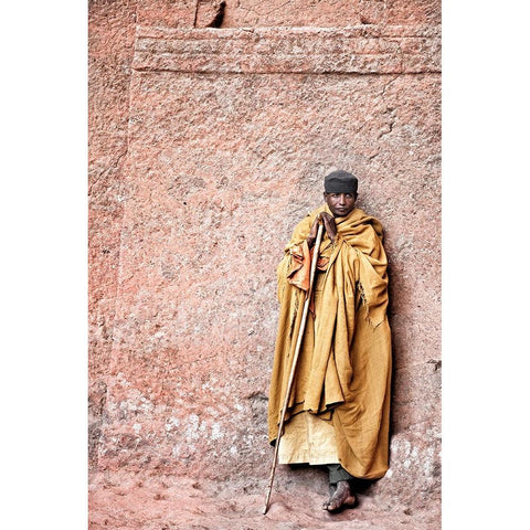 Lalibela Monk Black Modern Wood Framed Art Print with Double Matting by Cole, Trevor