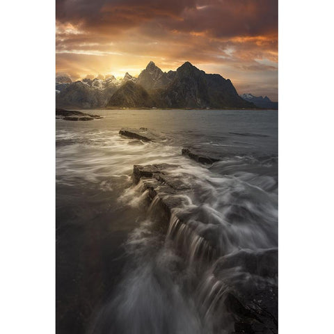 Midnight Sun II White Modern Wood Framed Art Print by Martin Castan, David