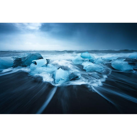 Blue Ice White Modern Wood Framed Art Print by Martin Castan, David