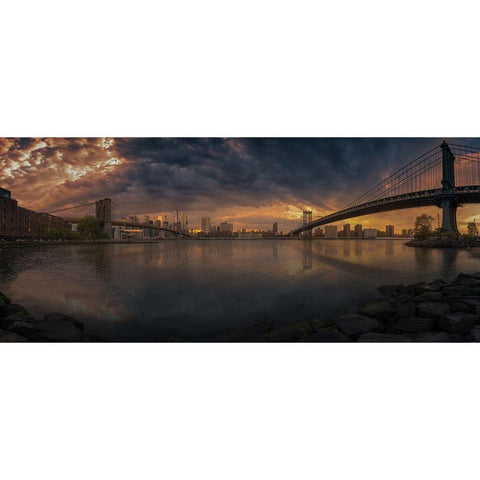 Between Bridges Black Modern Wood Framed Art Print with Double Matting by Martin Castan, David