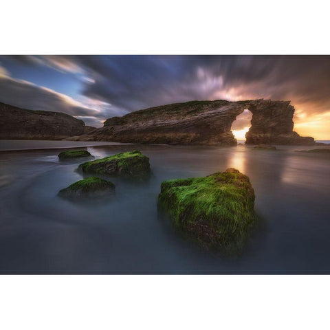 Beach Of The Cathedrals Gold Ornate Wood Framed Art Print with Double Matting by F. Turienzo, Carlos