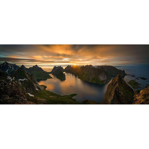 Helvete Midnight Sun Black Modern Wood Framed Art Print with Double Matting by Kruczynski, Wojciech