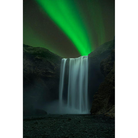 Skogafoss White Modern Wood Framed Art Print by Zhu, Jingshu