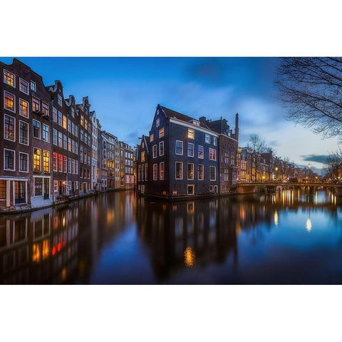 Blue Amsterdam White Modern Wood Framed Art Print by Gamito, Clara