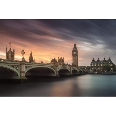 Big Ben-London Black Modern Wood Framed Art Print with Double Matting by F. Turienzo, Carlos