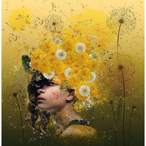 Dandelions White Modern Wood Framed Art Print by Simongulashvili, Natalia