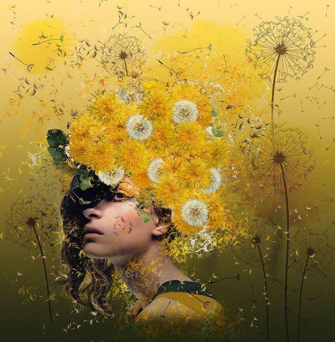 Dandelions Black Ornate Wood Framed Art Print with Double Matting by Simongulashvili, Natalia