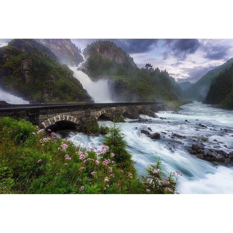 Laytefossen Gold Ornate Wood Framed Art Print with Double Matting by Bjorkqvist, Arvid