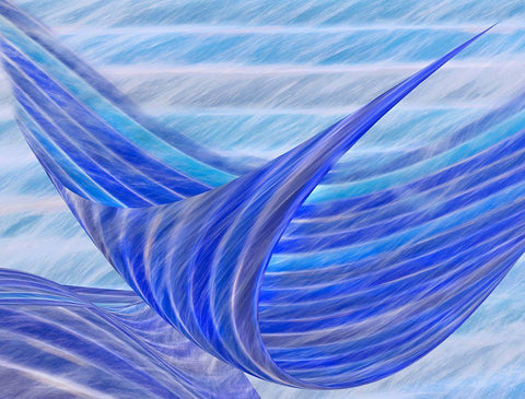 Blue Motion White Modern Wood Framed Art Print with Double Matting by Huybrighs, Marc