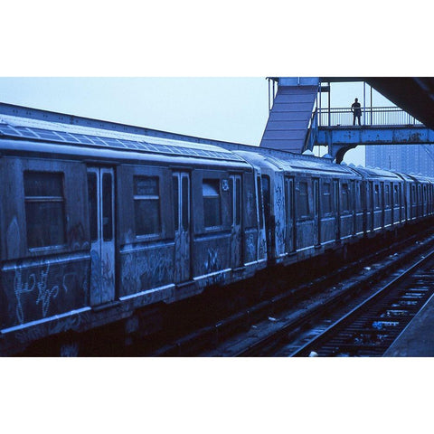 The Train-From The Series Qnew York Bluesq Black Modern Wood Framed Art Print with Double Matting by Matthes, Dieter