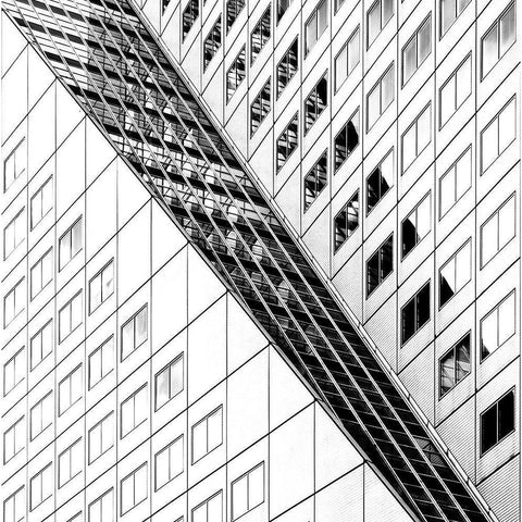 Divided. Black Modern Wood Framed Art Print with Double Matting by Verschelden, Harry