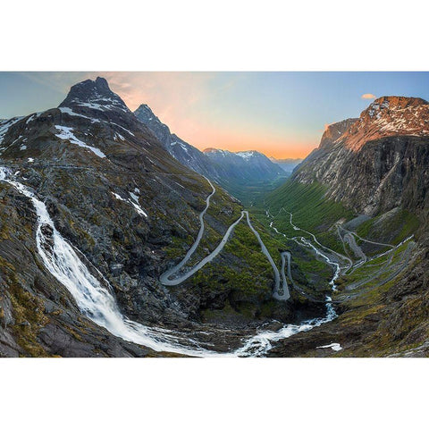 Trollstigen Black Modern Wood Framed Art Print with Double Matting by Olsen, Christer
