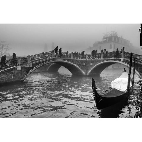 Tre Ponti - Three Bridges Gold Ornate Wood Framed Art Print with Double Matting by Avolio, Stefano