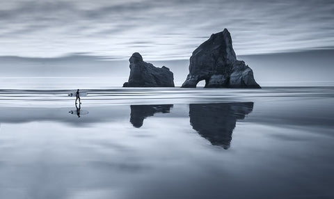 Wharariki Dream Black Ornate Wood Framed Art Print with Double Matting by M. Almagro, Carlos