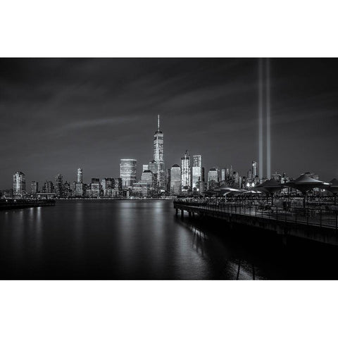 Wtc Tribute In Light Black Modern Wood Framed Art Print with Double Matting by Dai, Wei
