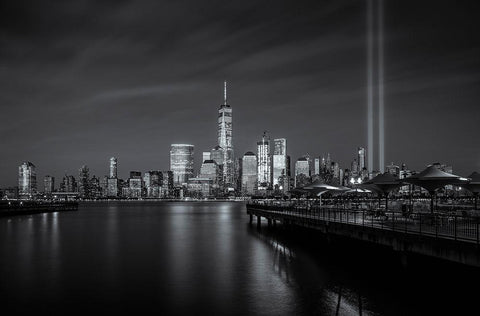 Wtc Tribute In Light White Modern Wood Framed Art Print with Double Matting by Dai, Wei