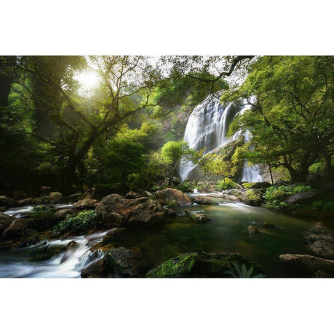 Mountain Stream Black Modern Wood Framed Art Print with Double Matting by Foto, Patrick