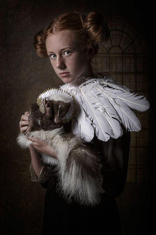 My  Camera Shy Skunk Black Ornate Wood Framed Art Print with Double Matting by Kayen-Mouthaan, Carola