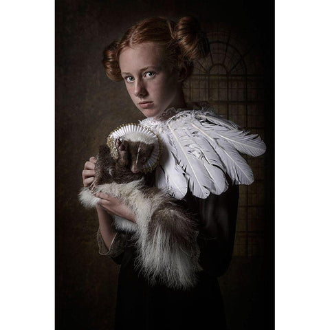 My  Camera Shy Skunk Black Modern Wood Framed Art Print by Kayen-Mouthaan, Carola