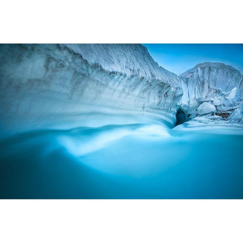 Glacier River Cave Black Modern Wood Framed Art Print by Shi, Fei