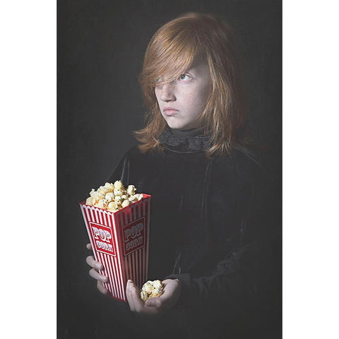 Popcorn Black Modern Wood Framed Art Print with Double Matting by Kayen-Mouthaan, Carola