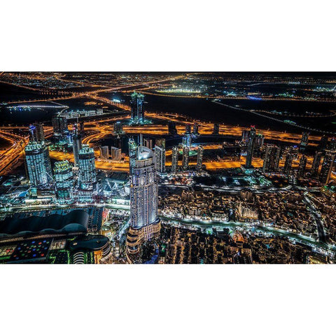 Dubai Night Gold Ornate Wood Framed Art Print with Double Matting by Schmidtke, Holger