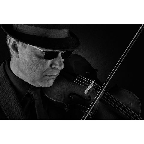 RayS Violin Black Modern Wood Framed Art Print with Double Matting by Stalmans, Luc
