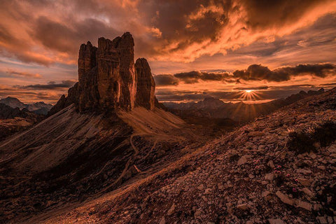 Monumental Strike Black Ornate Wood Framed Art Print with Double Matting by Agazzi, Andreas