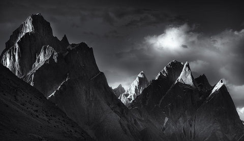 Trango Towers Black Ornate Wood Framed Art Print with Double Matting by Shi, Fei