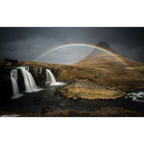 Kirkjufell // Iceland Gold Ornate Wood Framed Art Print with Double Matting by Ozmen, Ilker