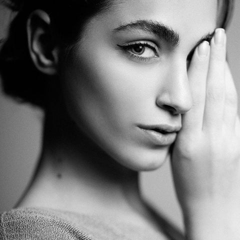 One Eye White Modern Wood Framed Art Print by Hamidnezhad, Amin