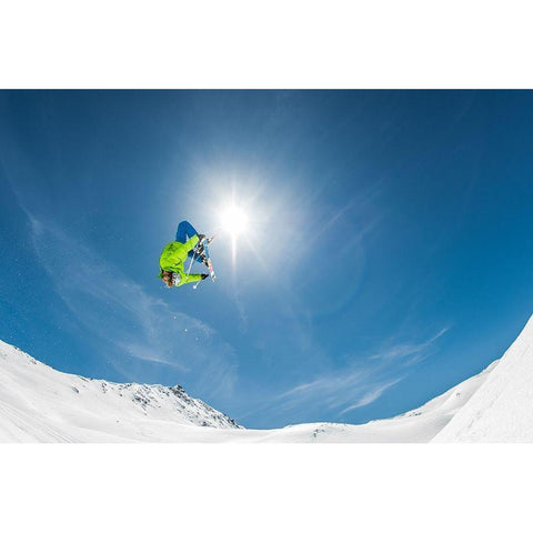 Backflip Crossed Skis White Modern Wood Framed Art Print by Verbiest, Eric