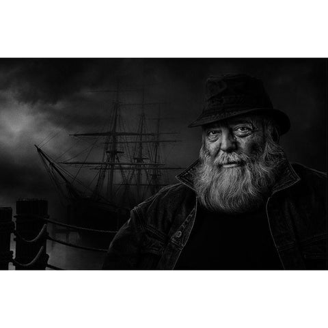 Sitting At The Dock Of The Bay White Modern Wood Framed Art Print by Brazeau, Claude