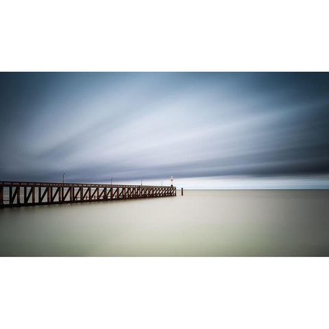 Blankenberge Pier Black Modern Wood Framed Art Print with Double Matting by Staelens, Christophe