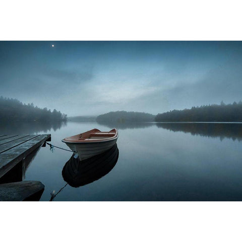 When The Day Wakes White Modern Wood Framed Art Print by Pettersson, Benny