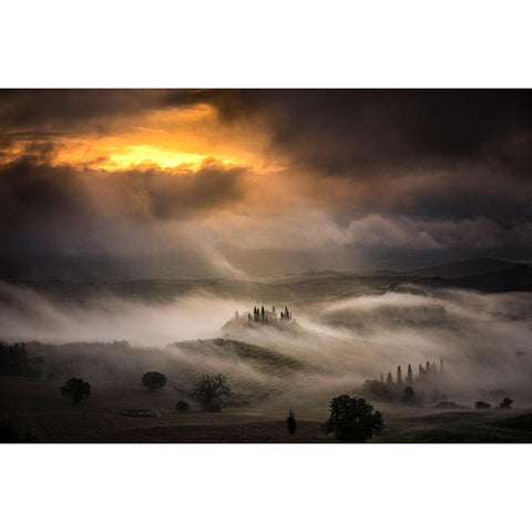 Waves Of Fog Black Modern Wood Framed Art Print with Double Matting by Ghizzi Panizza, Alberto