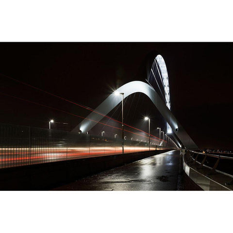 On The Bridge Black Modern Wood Framed Art Print with Double Matting by Van Son, Greetje