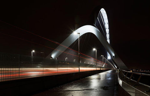 On The Bridge Black Ornate Wood Framed Art Print with Double Matting by Van Son, Greetje