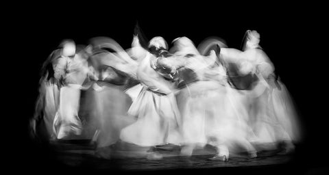 Sufi Dance In Motion White Modern Wood Framed Art Print with Double Matting by El Assy, Nader