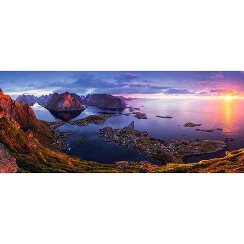 Lofoten Sunrise Black Modern Wood Framed Art Print by Tanase, Sorin