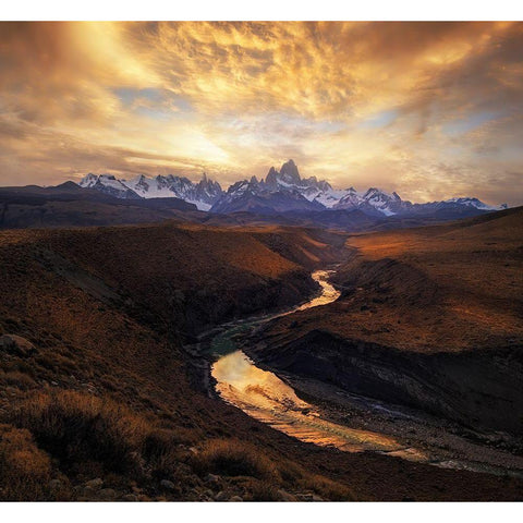 View From The Gorge Gold Ornate Wood Framed Art Print with Double Matting by Zhang, Yan
