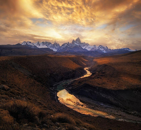 View From The Gorge White Modern Wood Framed Art Print with Double Matting by Zhang, Yan